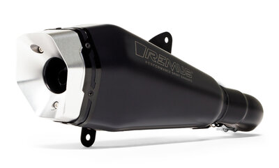 Remus RS, eindkap van bewerkt aluminium, zilver gecoat, roestvrij staal zwart, incl. (EG-)goedkeuring voor Vespa GTS / GTS Supe