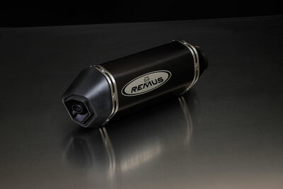 Remus Sportuitlaat, demper, roestvrij staal zwart voor Vespa GTS 300 ie Super 08- M45, 15,8 kW