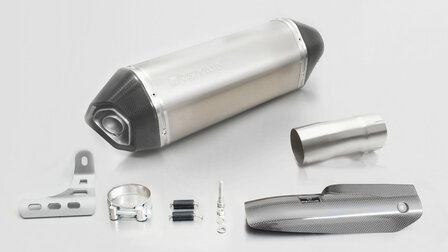 HEXACONE, slip on (muffler and connecting tube) incl. CARBON heat protecting shield, titanium, EEC, 66 mm
