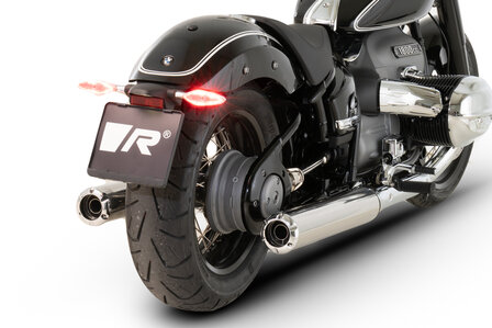 2x CUSTOM Slip On Sport Exhaust BMW R 18 with selectable endcaps, stainless steel chrome, incl. ECE type approval