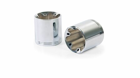 2x CUSTOM RACING Slip On L/R and selectable endcaps, stainless steel chrome, NO (EC-) APPROVAL