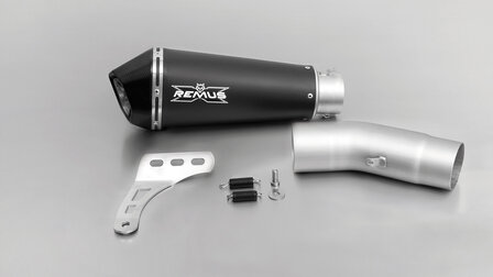 REMUS HYPERCONE, slip on, muffler with connecting tube incl. Euro 4 cat for DUCATI Monster 1200 R and Monster 1200 / 1200 S, stainless steel black, 65 mm, incl. EC homologation