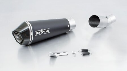 REMUS HYPERCONE, slip on (muffler with connecting tube no cat) for Ducati Monster 797, stainless steel black, 65 mm, without homologation
