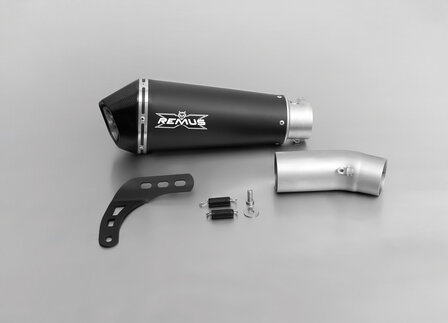 REMUS HYPERCONE, slip on (muffler with connecting tube), stainless steel black , 65 mm