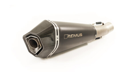 REMUS HYPERCONE, Slip on (muffler with connecting tube) incl. cat., stainless steel black, EC approval, 65 mm