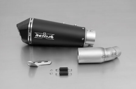 REMUS HYPERCONE, slip on (muffler with connecting tube), stainless steel black, RACE (no EEC)