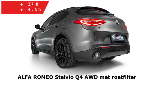 Remus sport uitlaat Alfa Romeo Stelvio [949] 17- Einddemper links/rechts enkele uitgang Q4 AWD 2.0T met roetfilter