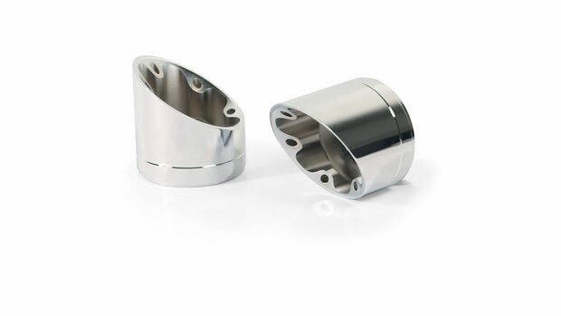 2x CUSTOM RACING Slip On L/R and selectable endcaps, stainless steel chrome, NO (EC-) APPROVAL