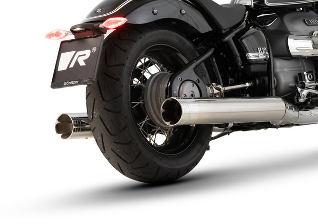 2x CUSTOM Slip On Sport Exhaust BMW R 18 with selectable endcaps, stainless steel chrome, incl. ECE type approval