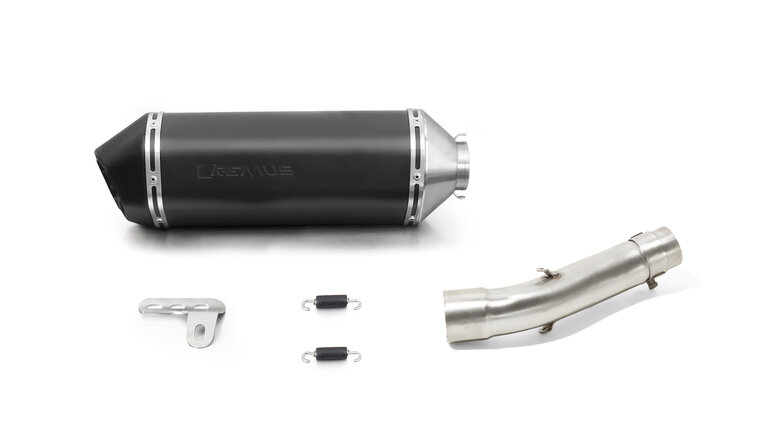 Remus OKAMI Slip On (sportuitlaat met aansluitbuis), RVS zwart, GEEN (EG-) GOEDKEURING HONDA CB 500 F PC58, 35 kW, (Euro 4)