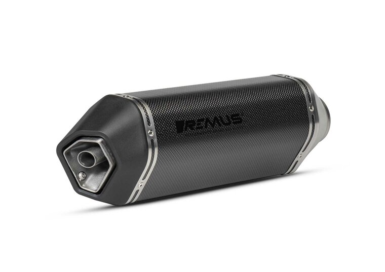 Remus Slip-On sportuitlaat met uitneembare sound insert, carbon, GEEN (EG-) GOEDKEURING voor Vespa GTS / GTS Super 300 HPE MY 1
