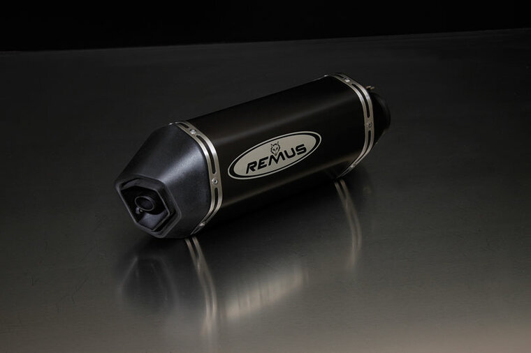 Remus Sportuitlaat, demper, roestvrij staal zwart voor Vespa GTS 300 ie Super 08- M45, 15,8 kW