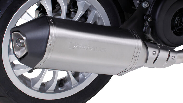 Remus Sportuitlaat, compleet systeem zonder cat. incl. hitteschild, roestvrij staal, 65 mm, zonder EG-goedkeuring voor Vespa Sprint 125ie 3V Euro4 16- MA1A, 7.9 kW (EURO 4)