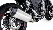 Remus OKAMI Slip On (sportuitlaat met aansluitbuis), RVS mat, GEEN (EG-) GOEDKEURING HONDA CB 500 X MY 17- PC59, 35 kW, (Euro 4)