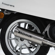 Remus Slip-On REMUS MESH (sportdemper) Vespa Primavera 50, geborsteld roestvrij staal, met uitneembare geluidsinzet