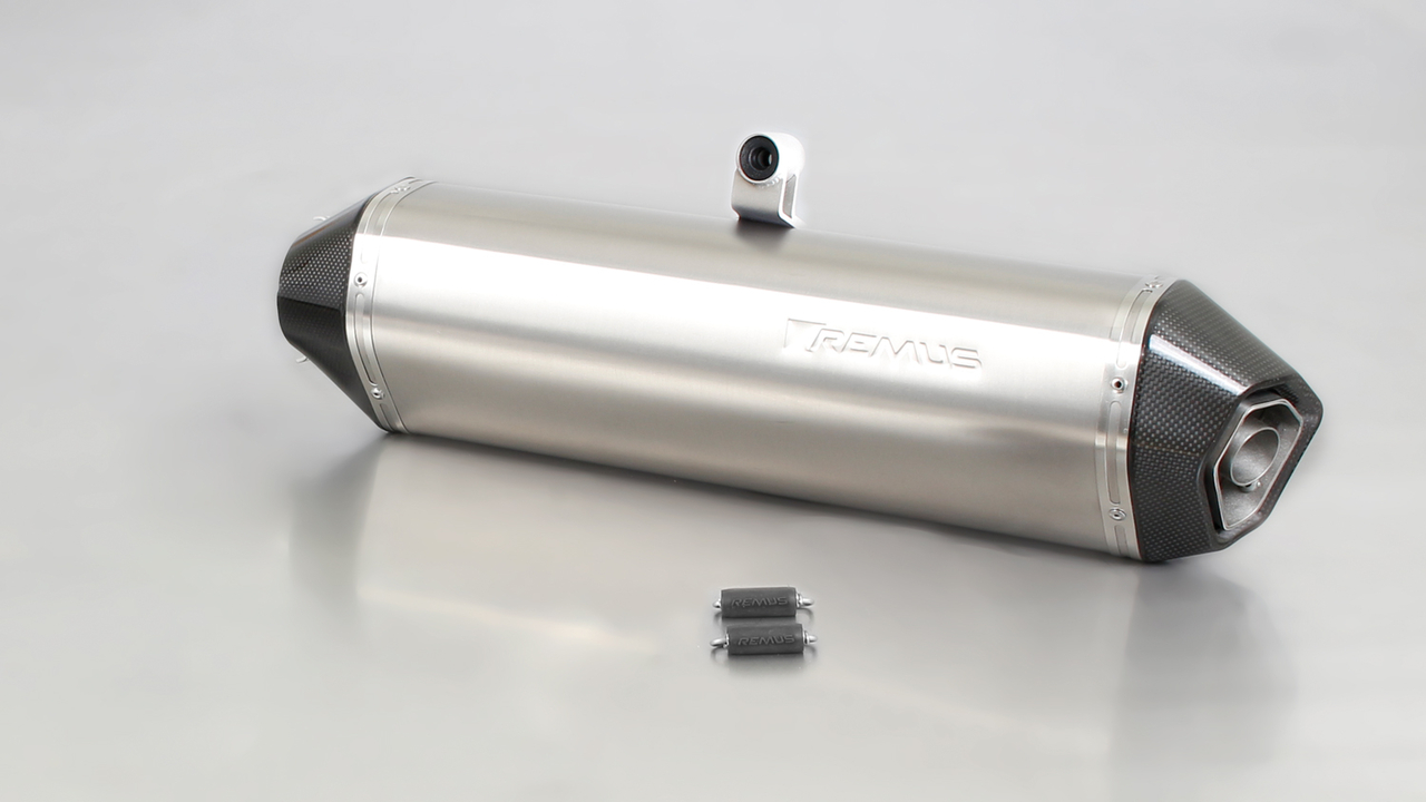 HEXACONE, slip-on voor BMW F 800 GS vanaf bouwjaar 2008, titanium, inclusief EC-keuring.