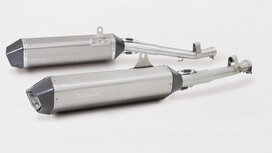 HEXACONE, RACING slip on left/right sport exhaust system incl. connecting tube and removable sound inserts for BMW K 1600 GT und K 1600 GTL, titanium, without EC homologation, 54 mm HEXACONE, RACING slip on left/right sport exhaust system incl. connecting tube and removable sound inserts for BMW K 1600 GT und K 1600 GTL, titanium, without EC homologation, 54 mm