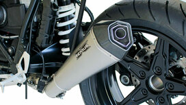 HYPERCONE, slip on (muffler with connecting tube low) to mount with sozius footpegs, titanium, EC homologation HYPERCONE, slip on (muffler with connecting tube low) to mount with sozius footpegs, titanium, EC homologation